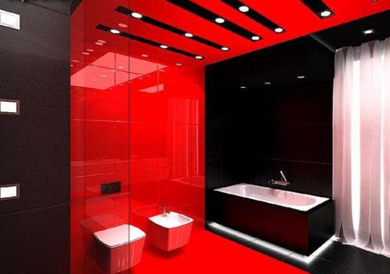Красная ванная комната - 91 фото потрясающе ярких идей оформления
